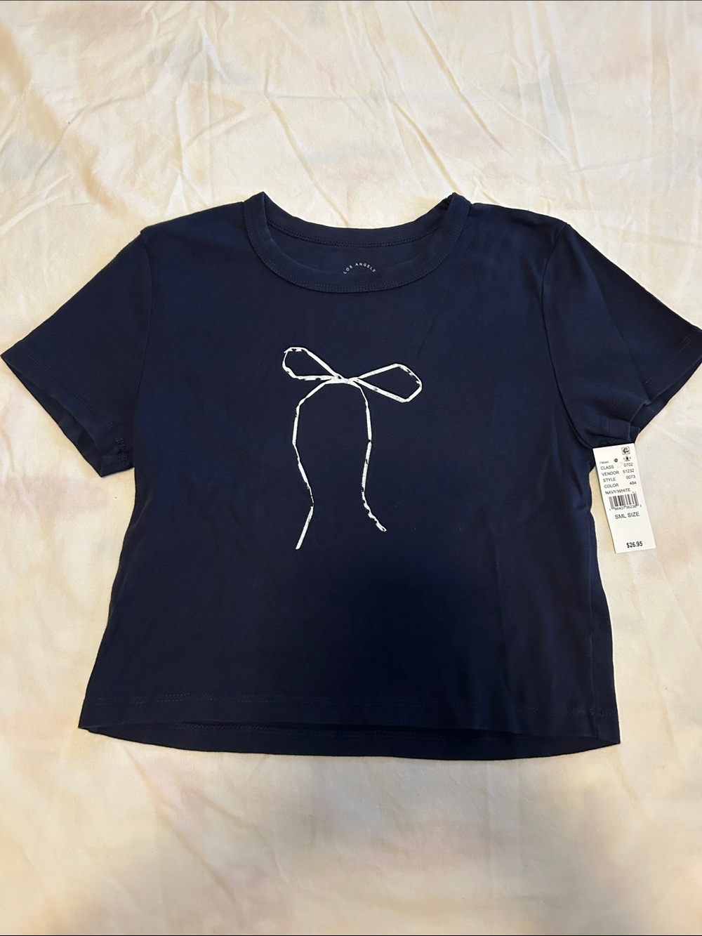 Navy Bow Graphic Crop Tee Pacsun